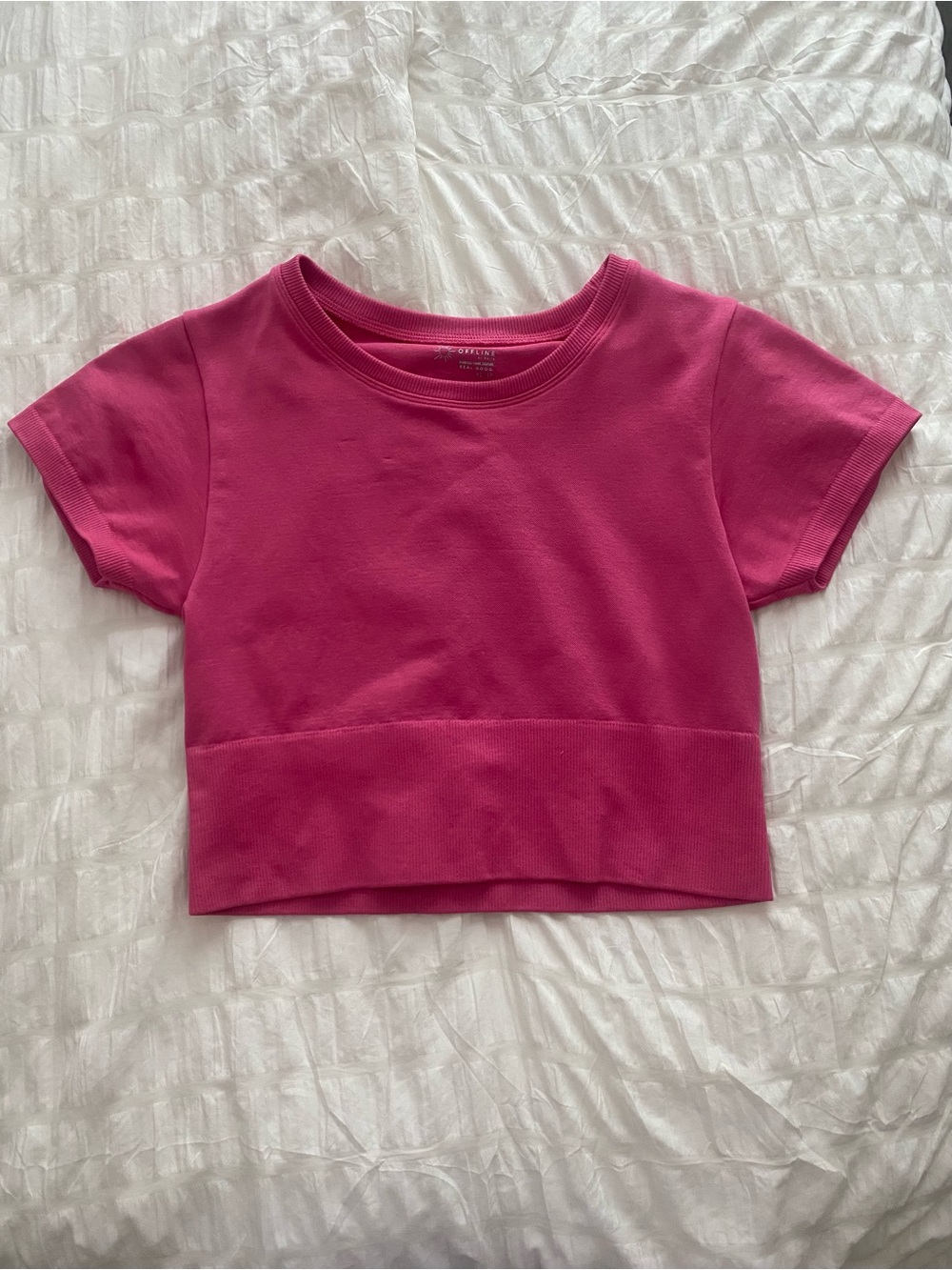 Aerie pink short sleeve cropped shirt